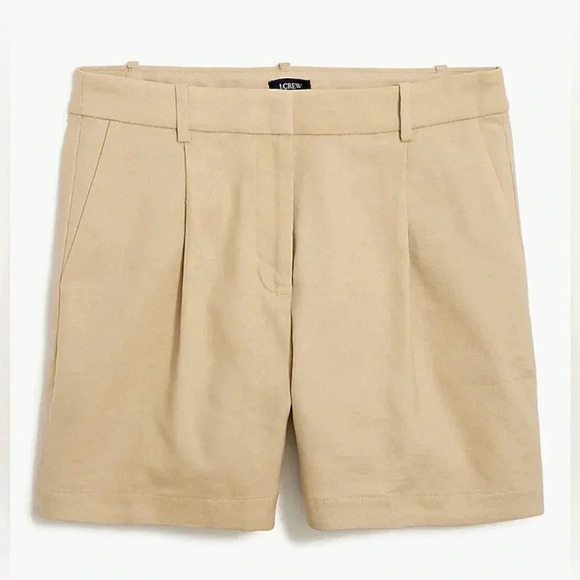 J Crew Shorts Linen Blend Pleated Khaki NWT Women Size 10 High Rise - Picture 4 of 12